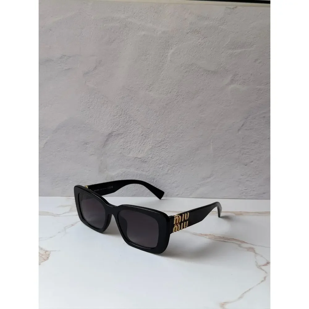 NEW Miu Miu MU07YS 1AB5D1 Black Gold Square Sunglasses